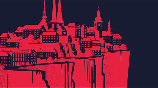 Dessin représentant la ville de Luxembourg sur la pierre sur laquelle elle est construite