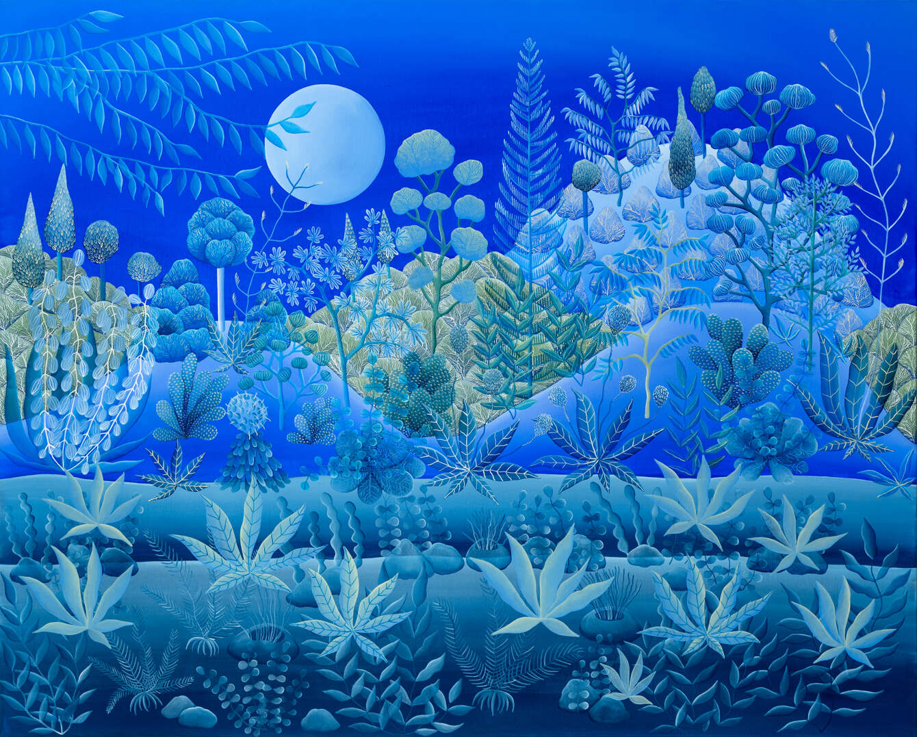 Claire Nicolet, Blue Supermoon, 2023, Vinyl paint on Canvas, 162x130cm