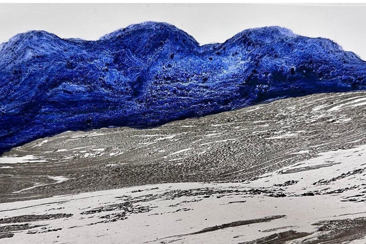 Gluska Bluecloud 36x43cm Pigments Encre Et Peinture Sur Papier Maroufle Sur Toile